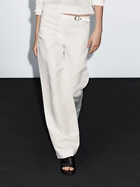 Straight-fit trousers with buckle detail
