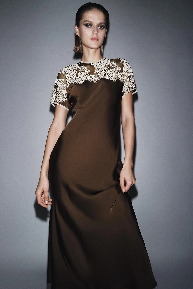 SATIN LACE DRESS ZW COLLECTION LIMITED EDITION
