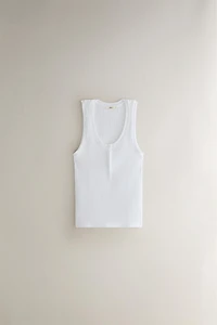 BUTTON-FRONT STRAPPY TOP