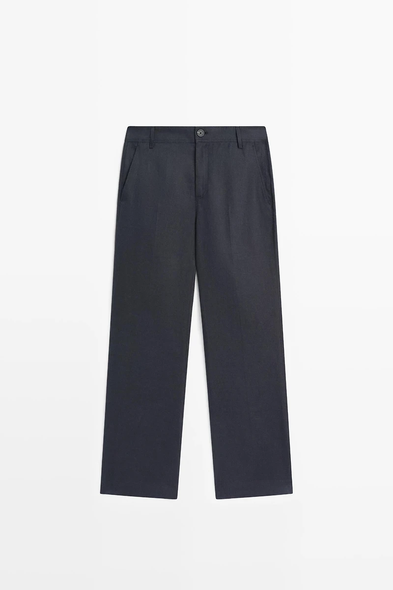 Pantalon kick flare cropped en lin