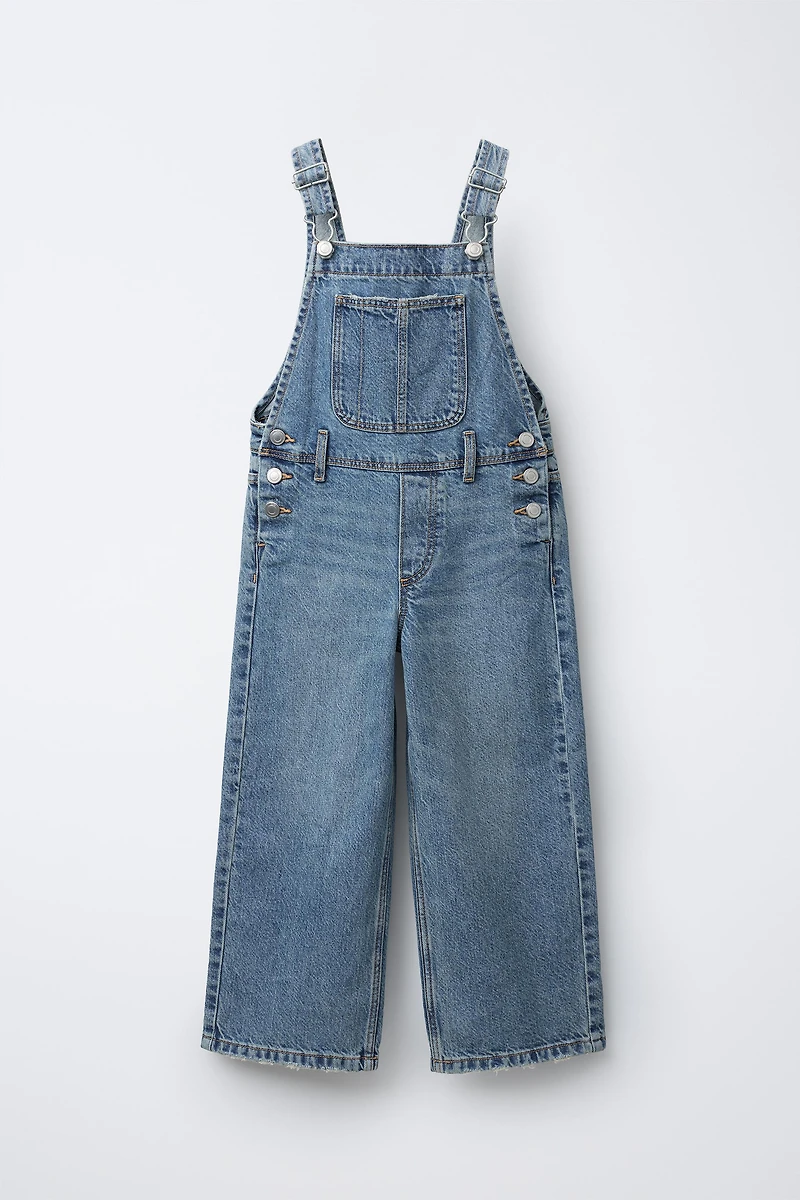 WIDE LEG DENIM OVERALLS
