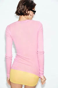 RIBBED KNIT SWEATER