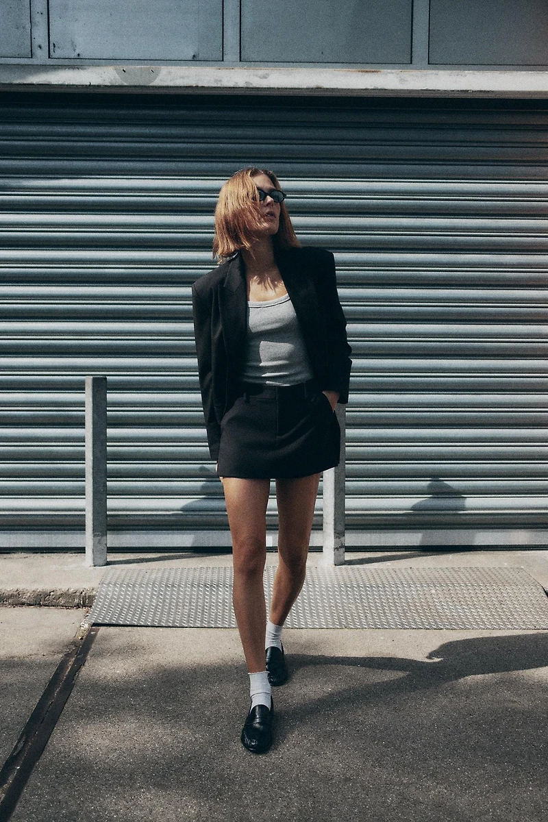 OVERSIZED DOUBLE BREASTED PINSTRIPE BLAZER
