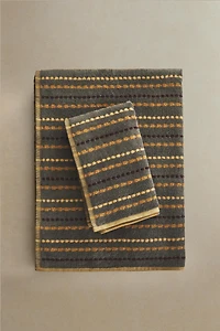 SERVIETTE DE BAIN TEXTURÉE À POIS COULEUR