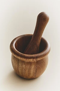PESTLE AND MORTAR MADE OF ACACIA WOOD