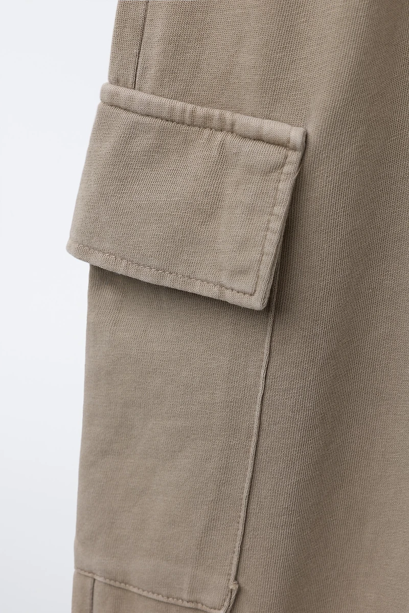 PANTALON À JAMBES LARGES CARGO EFFET DÉLAVÉ