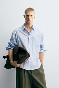 STRIPED WRINKLED EFFECT SHIRT