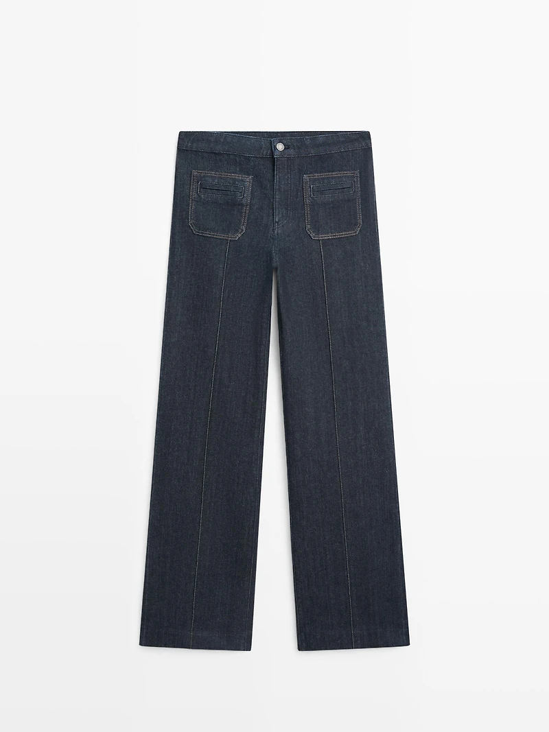 Flare fit high-waist jeans with pockets