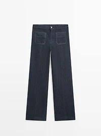 Flare fit high-waist jeans with pockets