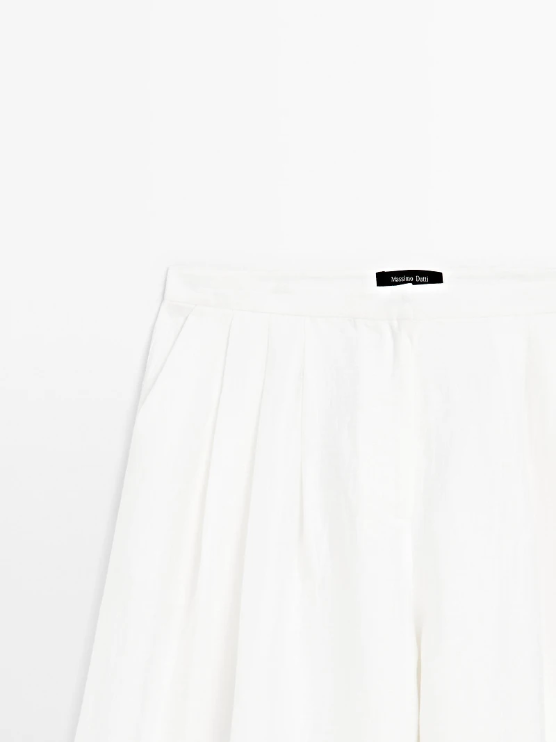 Pantalon large volume en lin mélangé