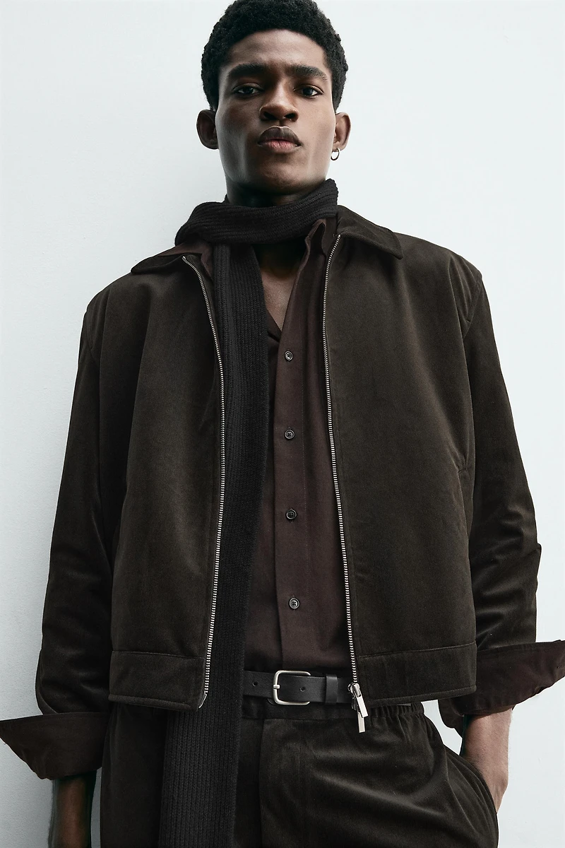 TEXTURED VELVET OVERSHIRT