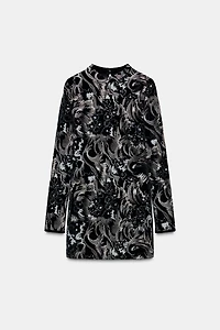 EMBROIDERED VELVET DRESS