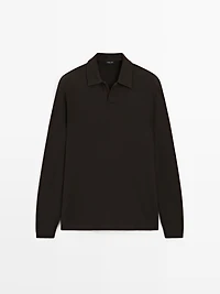 Textured long sleeve polo shirt