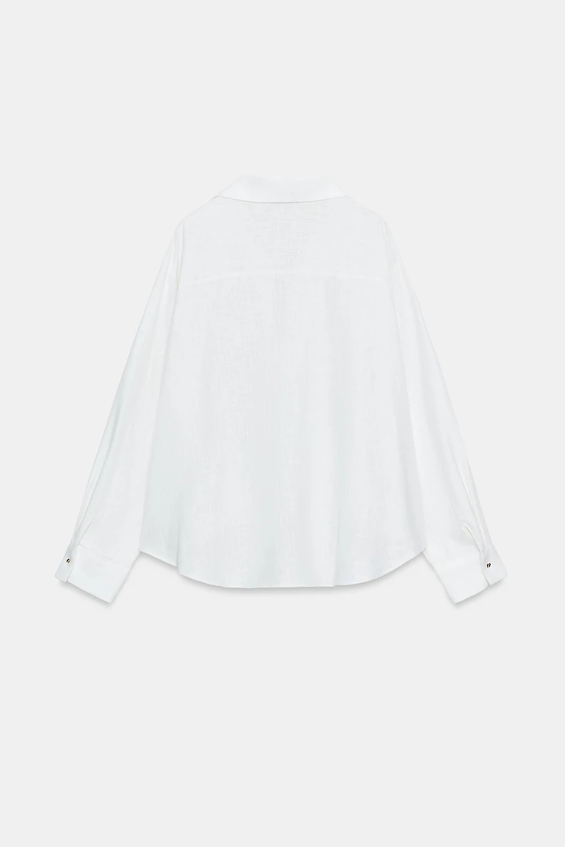 LINEN BLEND SHIRT WITH PUFFED HEM