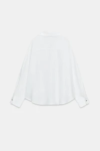 LINEN BLEND SHIRT WITH PUFFED HEM