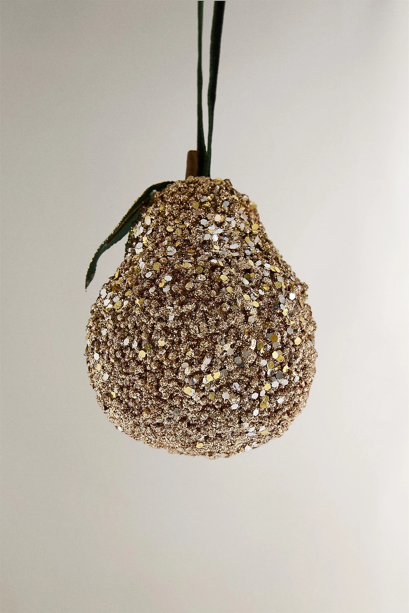 GLITTERY PEAR CHRISTMAS TREE ORNAMENT
