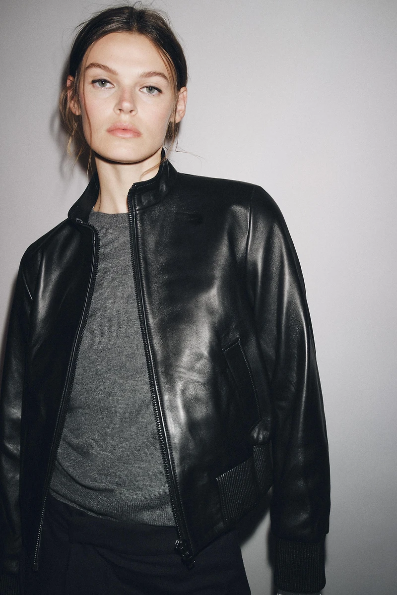 BLOUSON BOMBER EN CUIR ZW COLLECTION LIMITED EDITION