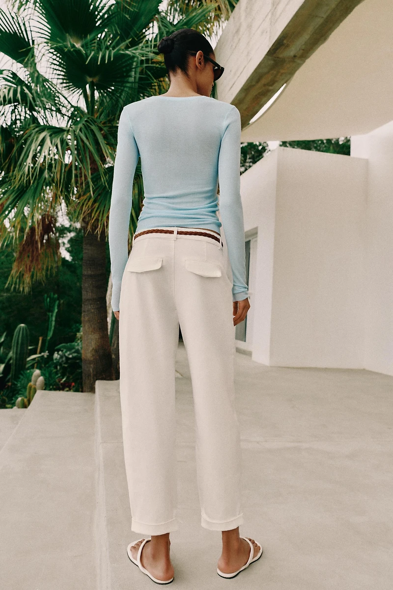 BRAIDED BELT CHINO PANTS