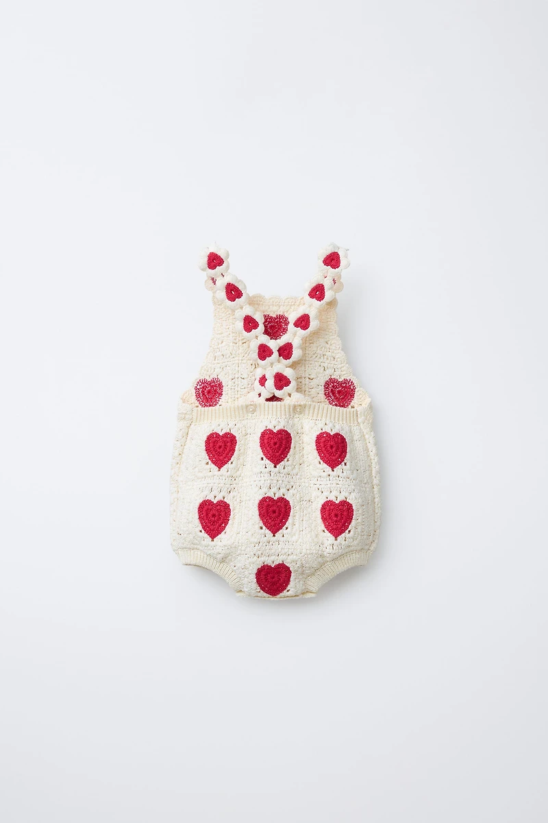 HEARTS CROCHET KNIT ROMPER