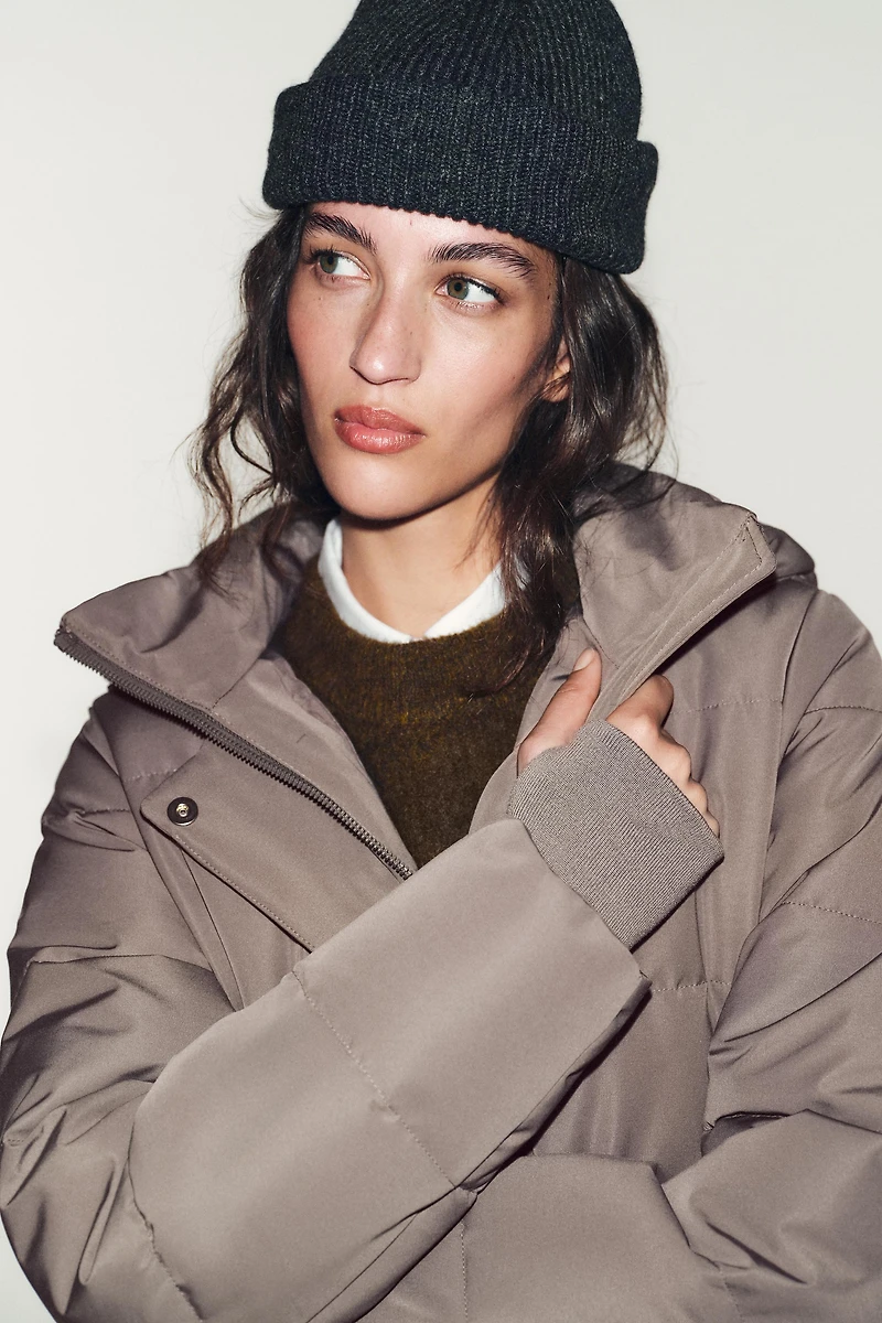 DOUDOUNE LONGUE À CAPUCHE DÉPERLANTE COUPE-VENT