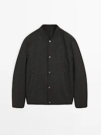 Double-layer wool blend bomber jacket