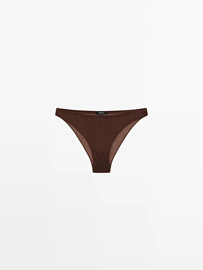 Semi-sheer briefs with metallic detail