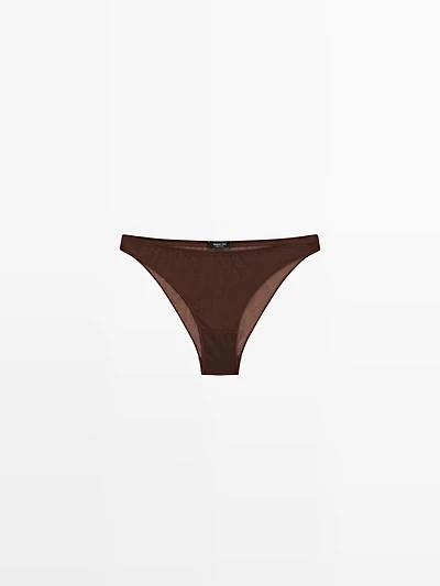 Semi-sheer briefs with metallic detail