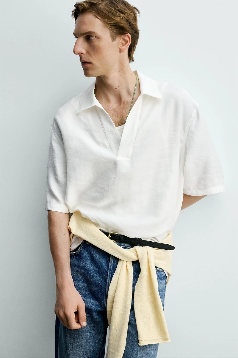 FLUID TOPSTITCHED POLO SHIRT