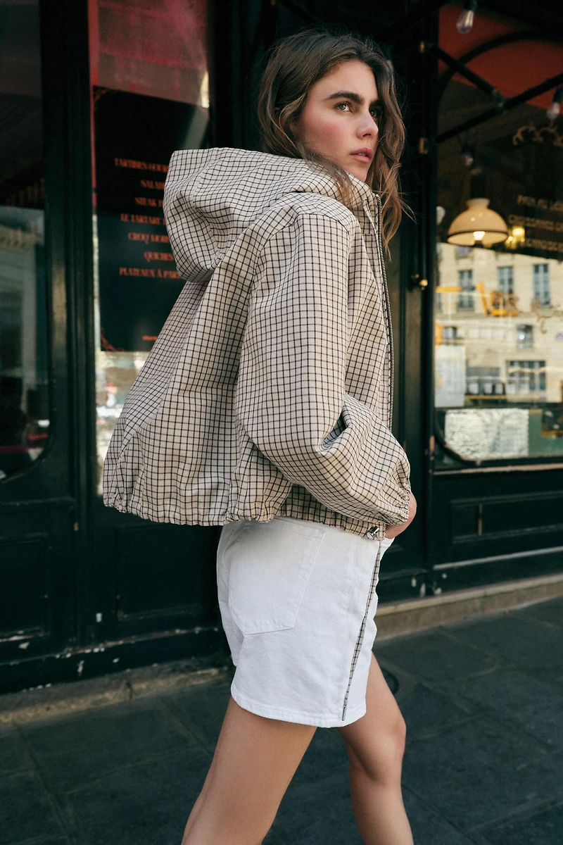 BLOUSON À CAPUCHE CARREAUX