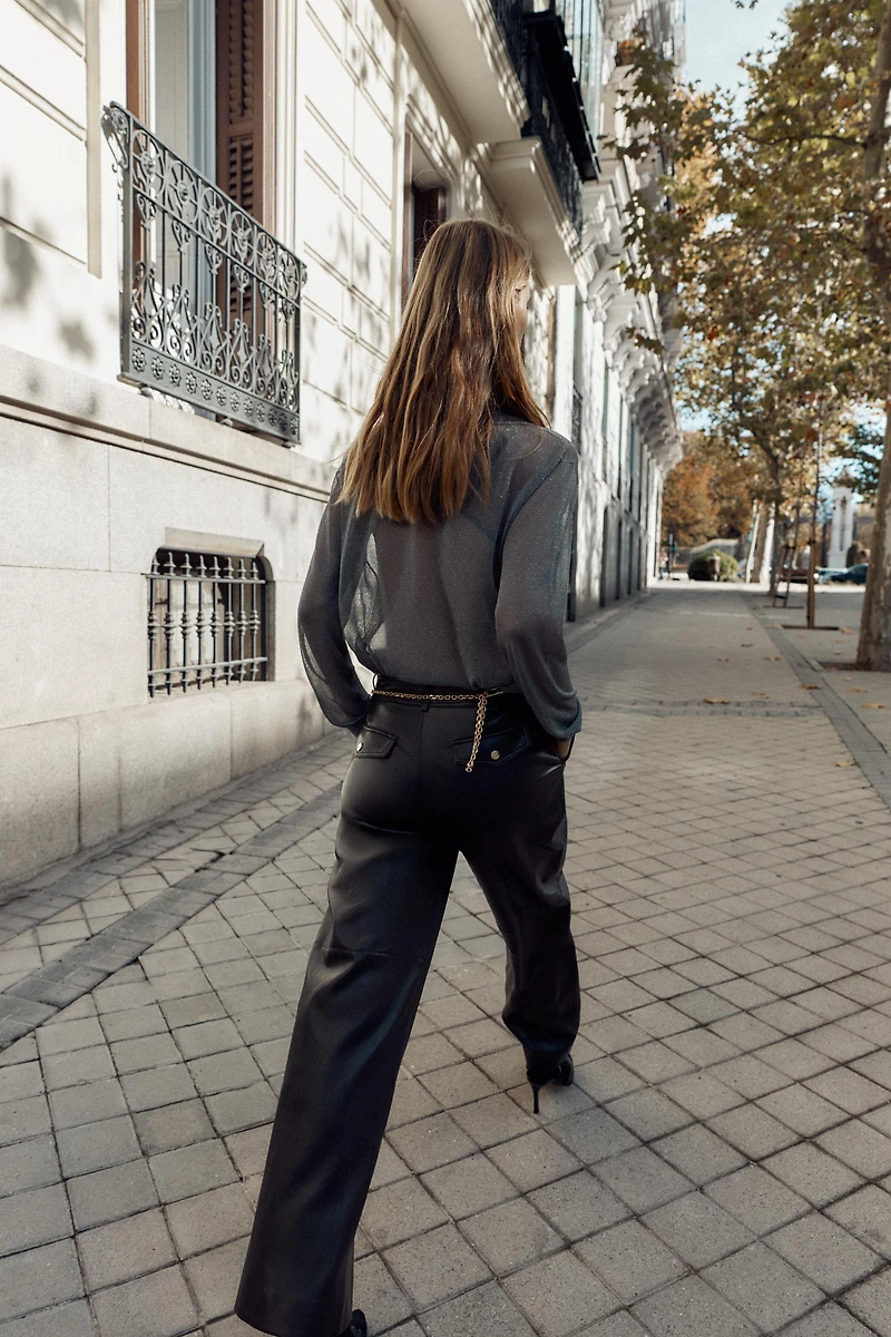 FAUX LEATHER STRAIGHT PANTS