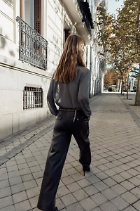 FAUX LEATHER STRAIGHT PANTS