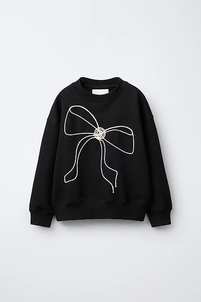 DRAWSTRING BOW SWEATSHIRT