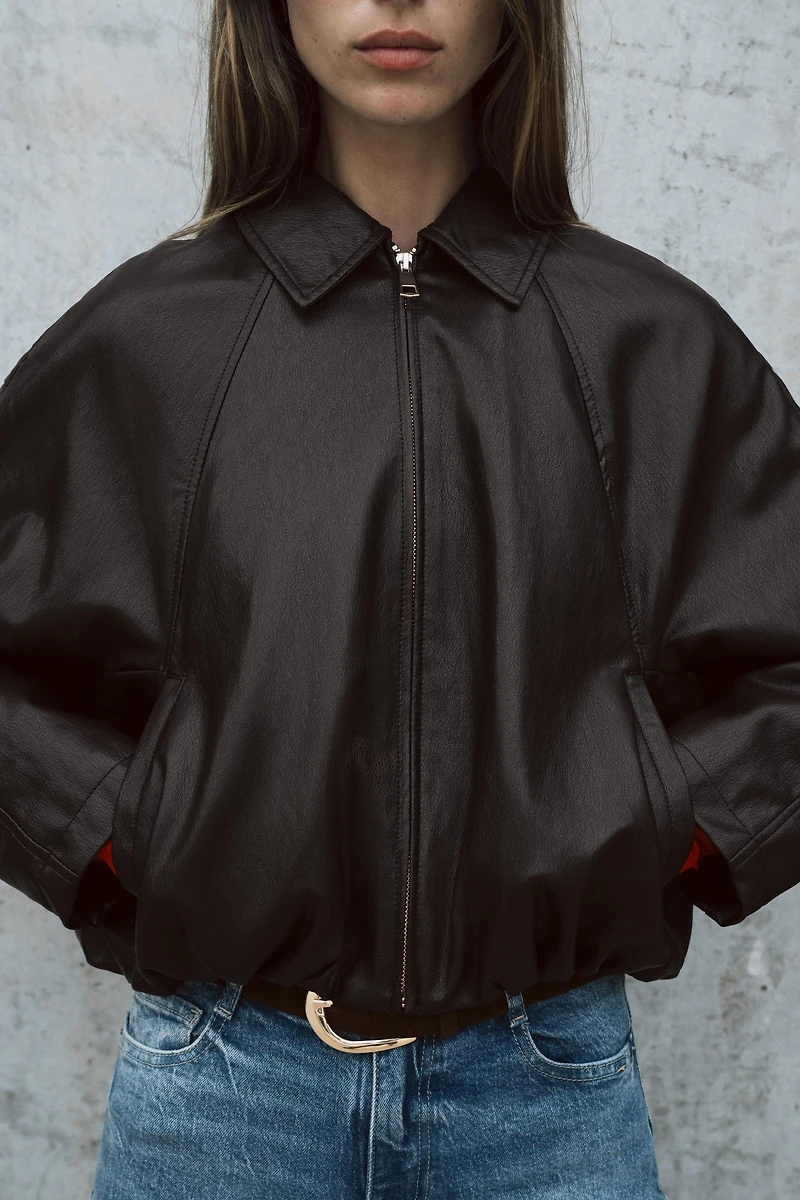 FAUX LEATHER BOMBER JACKET