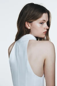 MIDI HALTER GORED DRESS