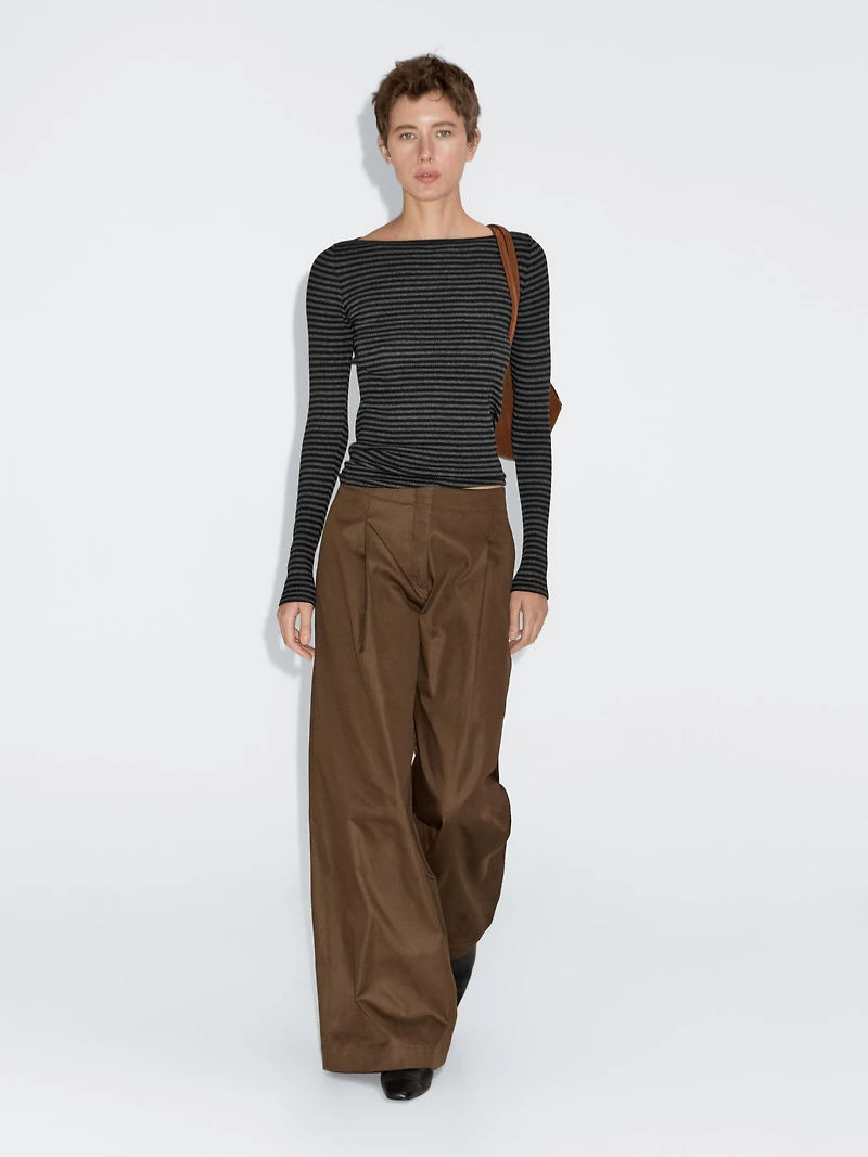 High-waist wide-leg trousers