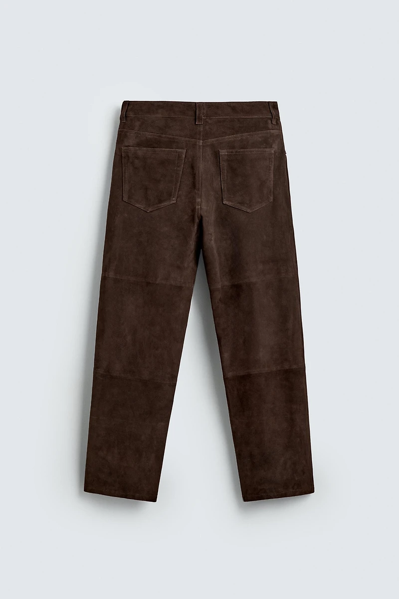STRAIGHT FIT SUEDE LEATHER PANTS