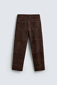 STRAIGHT FIT SUEDE LEATHER PANTS