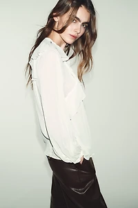 RUFFLED PIN TUCK BLOUSE