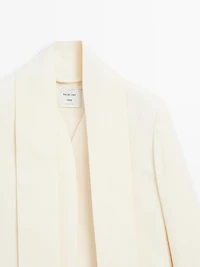 100% linen cropped blazer with scarf detail - STUDIO