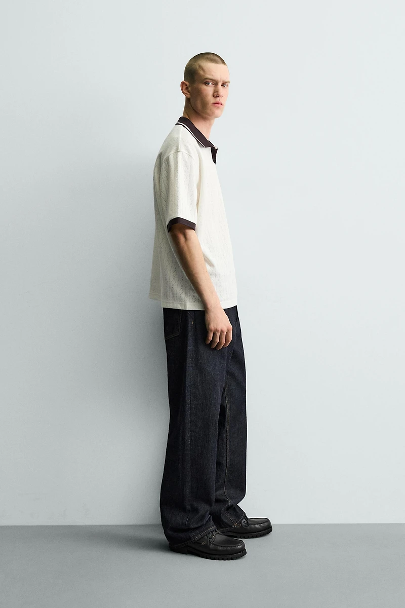 EMBROIDERED VERTICAL JACQUARD POLO