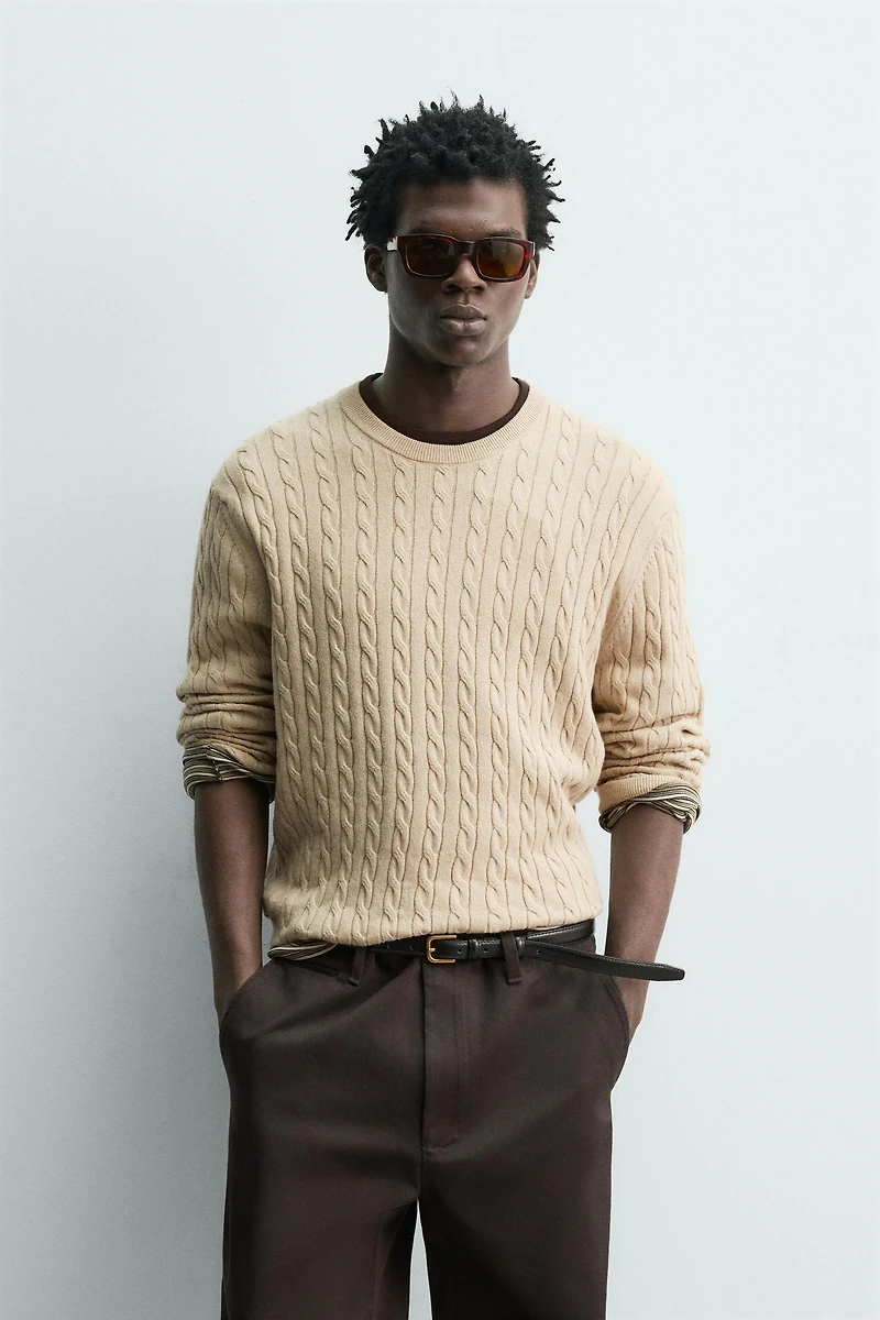CABLE KNIT COTTON BLEND JUMPER