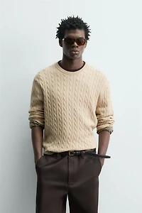 CABLE KNIT COTTON BLEND JUMPER