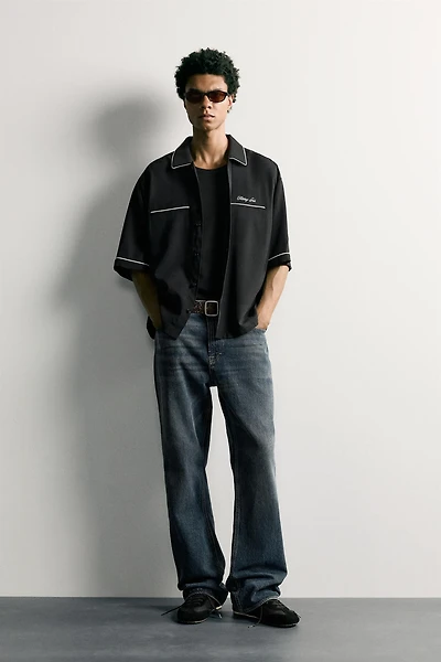 CONTRAST EMBROIDERED RELAXED FIT SHIRT