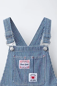 LONG STRIPED DENIM OVERALLS