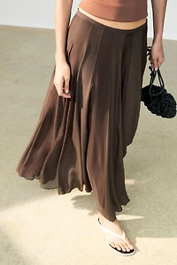 Flowing flared midi skirt
