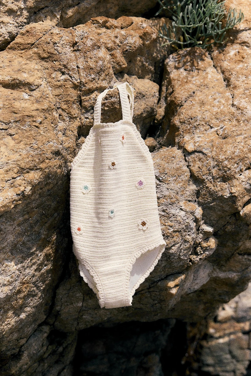 3-6 YEARS/ CROCHET FLOWER SWIMSUIT