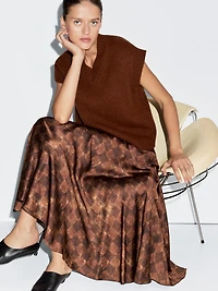 Chequered print midi skirt