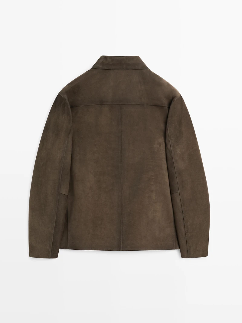 Nappa leather zip-up jacket
