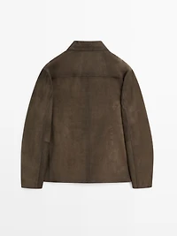 Nappa leather zip-up jacket