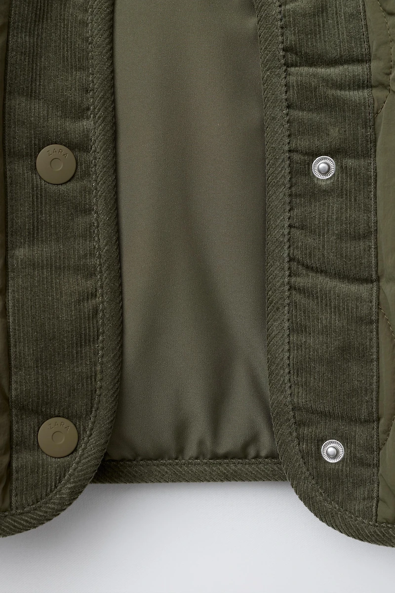 GILET BIMATIÈRE EN NYLON ET VELOURS CÔTELÉ